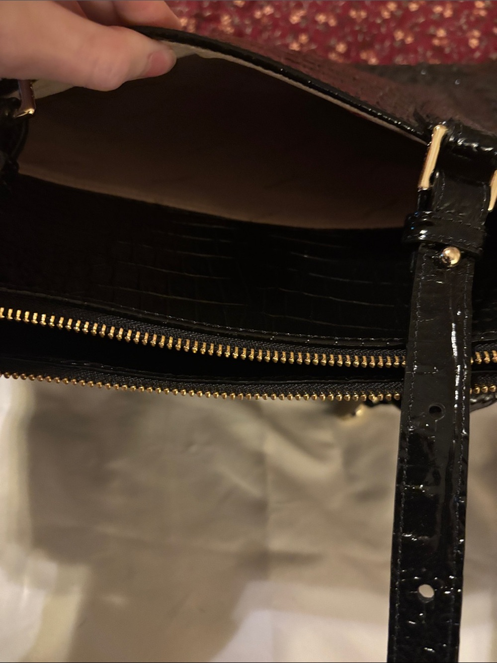 Brahmin Black Croc-Embossed Patent Tote - Picture 5 of 12